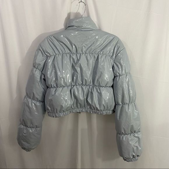 Blue and Silver Bomber Jacket with Shiny Finish - Picture 6 of 6